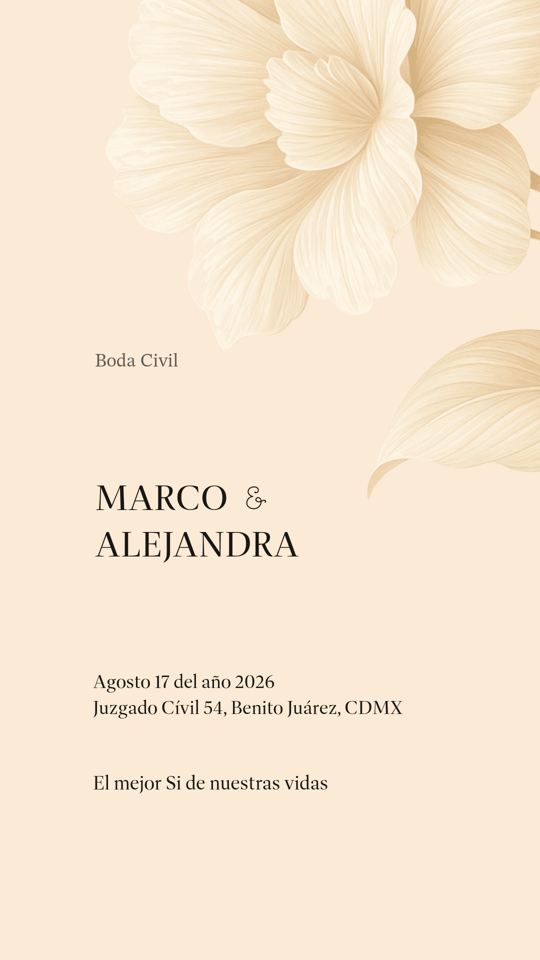 Consejos para elegir una frase de invitación de boda civil.