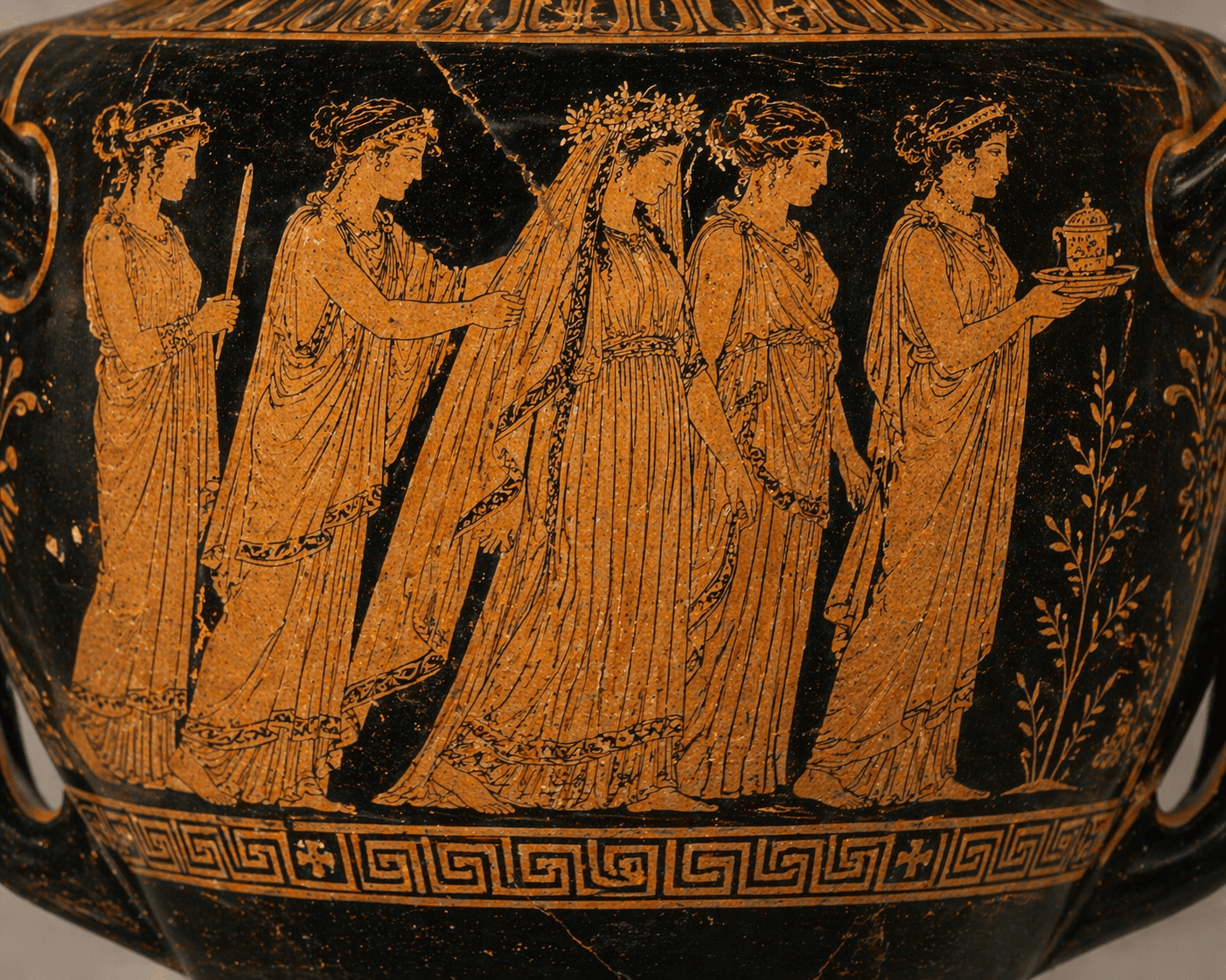 Cerámica ateniense retratando a la novia