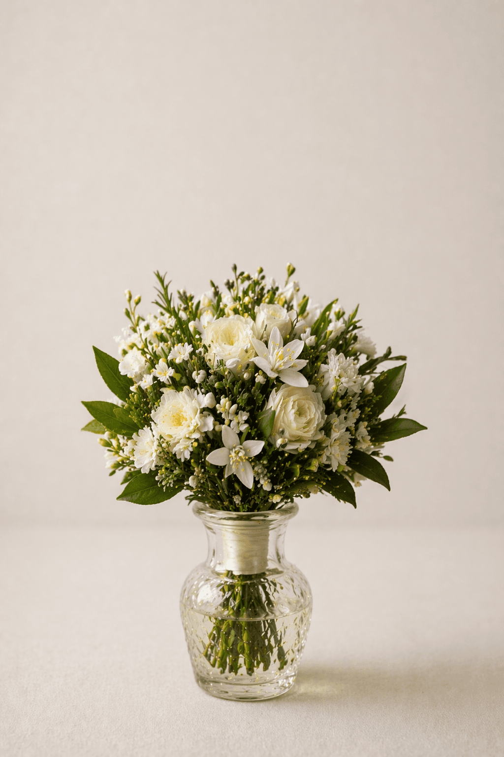 Bouquet victoriano sostenido por la novia